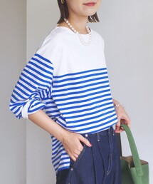 SHIPS（シップス）の「【WEB限定】〈洗濯機可能〉ビッグ バスク シャツ（Tシャツ/カットソー）」
