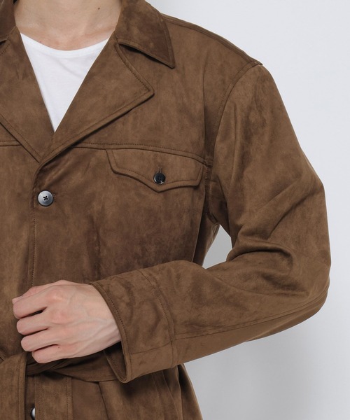 ブラウン オーバーサイズジャケット　フェイクスエードカーコート こなれて差が付く!】フェイクスエードカーコート（その他アウター