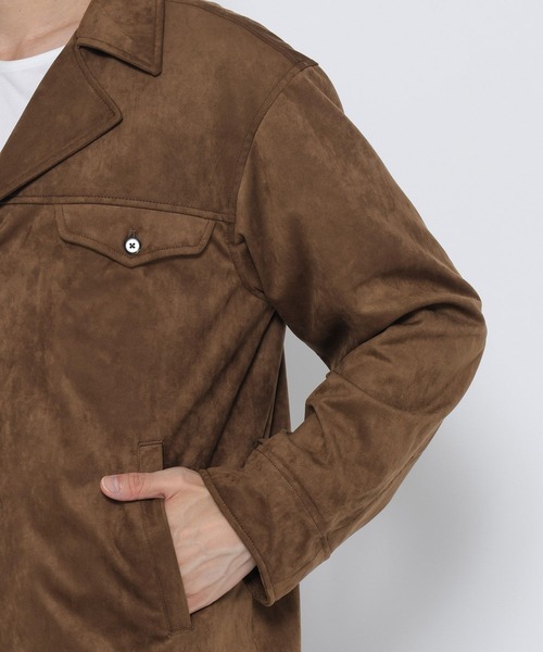 HARE(ハレ)の「フェイクスウェードカーコート(HARE)(ミリタリージャケット・メンズ・ブラック/ブラウン・FREE)」の8枚目の写真