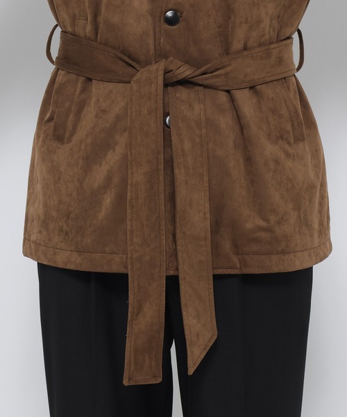 HARE(ハレ)の「フェイクスウェードカーコート(HARE)(ミリタリージャケット・メンズ・ブラック/ブラウン・FREE)」の10枚目の写真