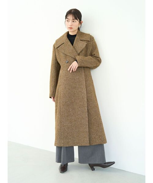 セール】ウエストタックウールブレンドツイードコート（チェスター