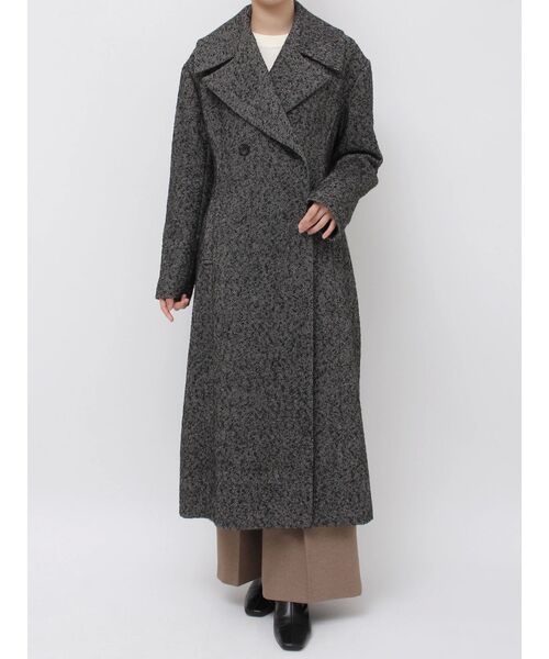 LAGUNAMOON（ラグナムーン）の「ウエストタックウールブレンドツイードコート（チェスターコート・レディース・ブラック/ブラウン・SMALL/MEDIUM）」の5枚目の写真