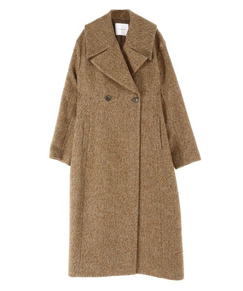 LAGUNAMOON（ラグナムーン）の「ウエストタックウールブレンドツイードコート（チェスターコート・レディース・ブラック/ブラウン・SMALL/MEDIUM）」の4枚目の写真