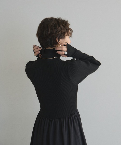 セール】【ZOZO限定】ハイネックニットドッキングワンピース