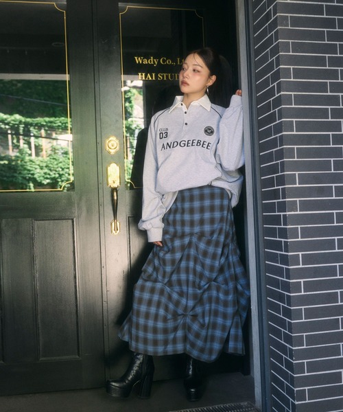 ANDGEEBEE（アンジービー）の「チェックランダムピックスカート（スカート・レディース・ブラック/ブルー・FREE）」の3枚目の写真