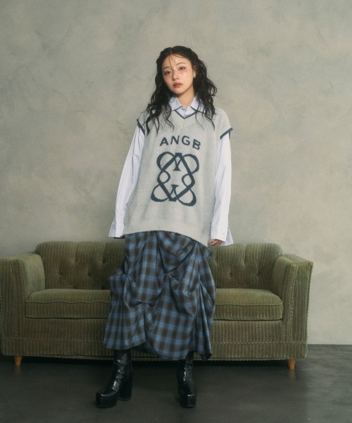 ANDGEEBEE（アンジービー）の「チェックランダムピックスカート（スカート・レディース・ブラック/ブルー・FREE）」の5枚目の写真