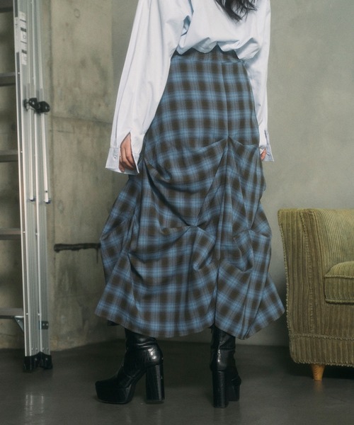 ANDGEEBEE（アンジービー）の「チェックランダムピックスカート（スカート・レディース・ブラック/ブルー・FREE）」の8枚目の写真