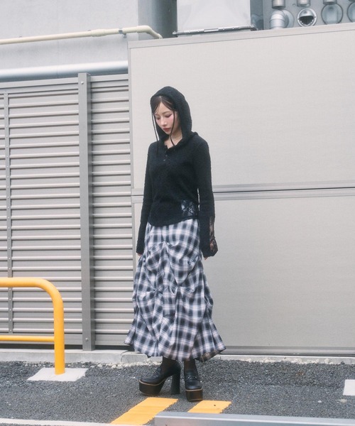 ANDGEEBEE（アンジービー）の「チェックランダムピックスカート（スカート・レディース・ブラック/ブルー・FREE）」の9枚目の写真