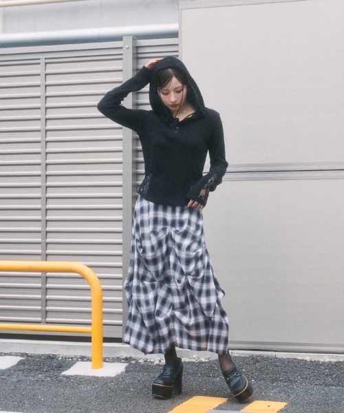 ANDGEEBEE（アンジービー）の「チェックランダムピックスカート（スカート・レディース・ブラック/ブルー・FREE）」の10枚目の写真