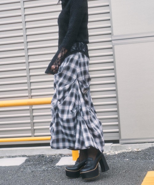 ANDGEEBEE（アンジービー）の「チェックランダムピックスカート（スカート・レディース・ブラック/ブルー・FREE）」の13枚目の写真