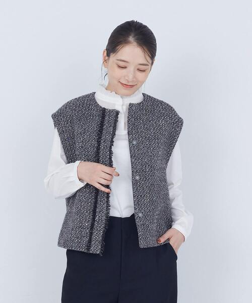ADIEU TRISTESSE（アデュートリステス）の「MIXツイードベスト（ベスト・レディース・グレー系その他/オレンジ系その他・38）」の2枚目の写真