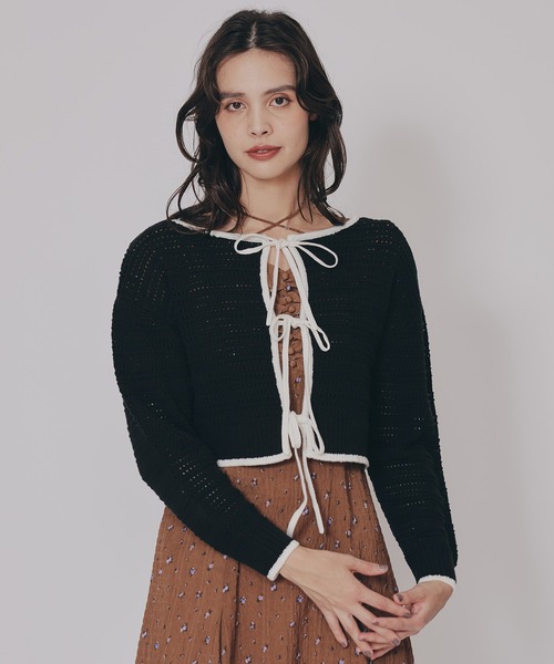 REDYAZEL(レディアゼル)の「リボンニットカーディガン(カーディガン/ボレロ・レディース・キナリ/レッド/ブラウン/ブラック・FREE)」の3枚目の写真