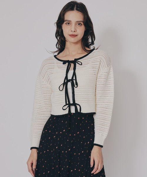 REDYAZEL(レディアゼル)の「リボンニットカーディガン(カーディガン/ボレロ・レディース・キナリ/レッド/ブラウン/ブラック・FREE)」の11枚目の写真