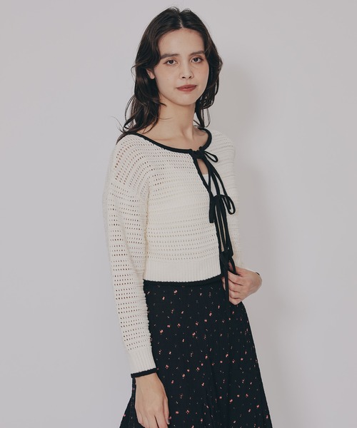 REDYAZEL(レディアゼル)の「リボンニットカーディガン(カーディガン/ボレロ・レディース・キナリ/レッド/ブラウン/ブラック・FREE)」の12枚目の写真