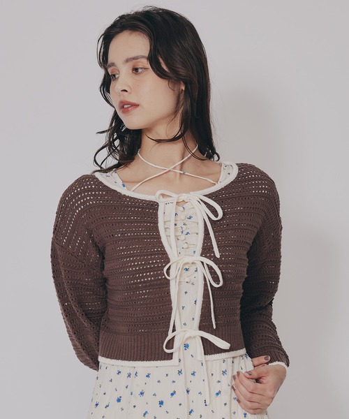 REDYAZEL(レディアゼル)の「リボンニットカーディガン(カーディガン/ボレロ・レディース・キナリ/レッド/ブラウン/ブラック・FREE)」の17枚目の写真