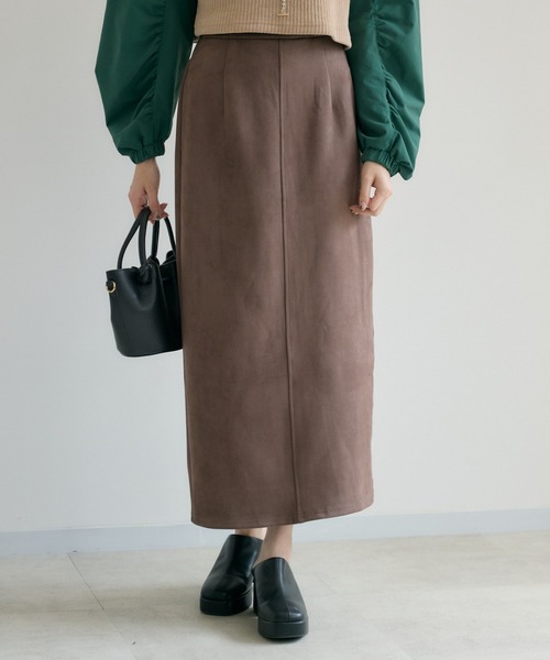 Paradise Picnic（パラダイスピクニック）の「cloche スエード見えスカート（スカート・レディース・ブラック/ブラウン・FREE）」の2枚目の写真