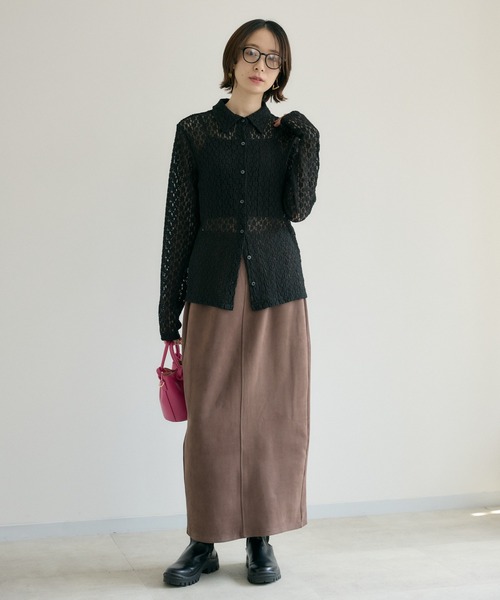 Paradise Picnic（パラダイスピクニック）の「cloche スエード見えスカート（スカート・レディース・ブラック/ブラウン・FREE）」の16枚目の写真