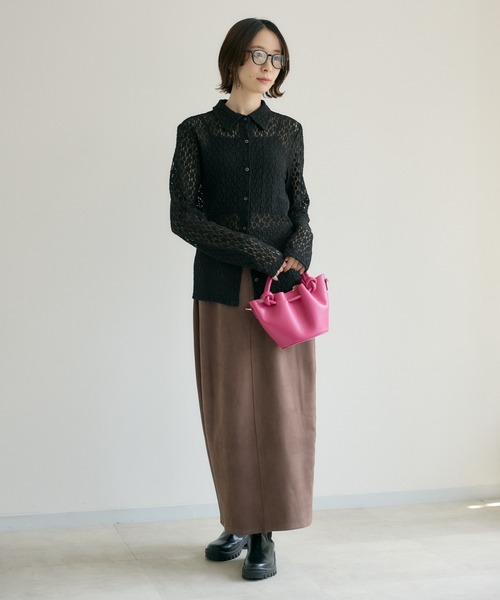 Paradise Picnic（パラダイスピクニック）の「cloche スエード見えスカート（スカート・レディース・ブラック/ブラウン・FREE）」の15枚目の写真