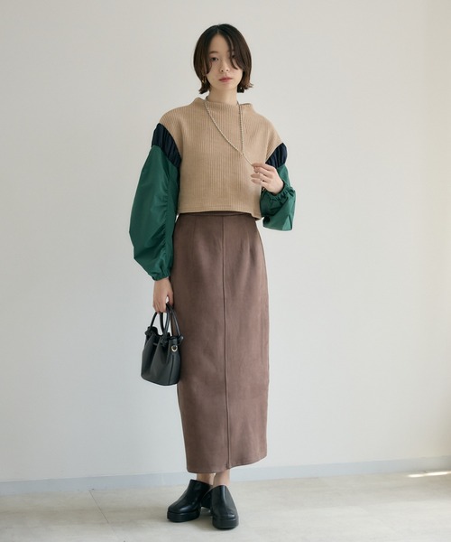 Paradise Picnic（パラダイスピクニック）の「cloche スエード見えスカート（スカート・レディース・ブラック/ブラウン・FREE）」の13枚目の写真