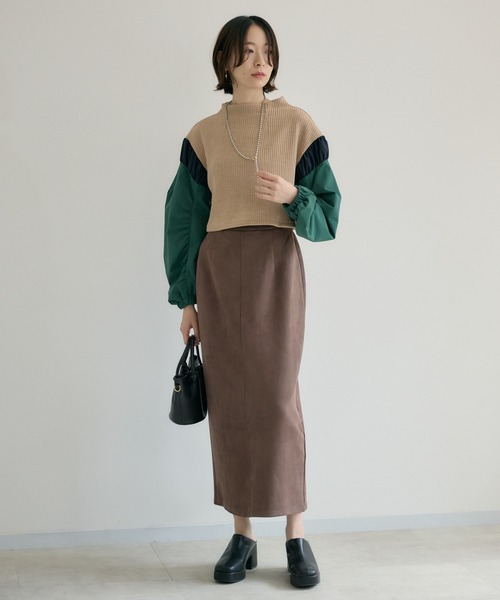 Paradise Picnic（パラダイスピクニック）の「cloche スエード見えスカート（スカート・レディース・ブラック/ブラウン・FREE）」の12枚目の写真