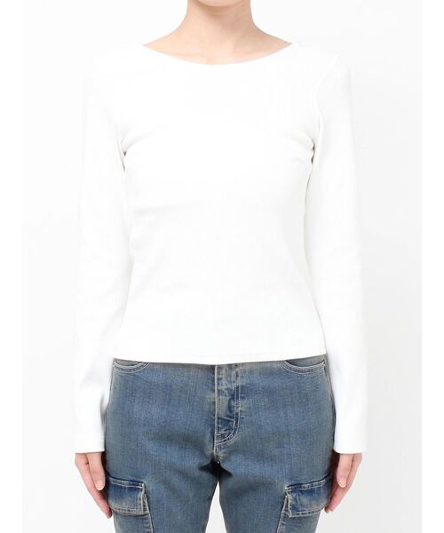 EVRIS（エヴリス）の「【WEB限定】バックオープンリブトップス（Tシャツ/カットソー・レディース・ブラック/ホワイト/ブルー/グレー・FREE）」の22枚目の写真