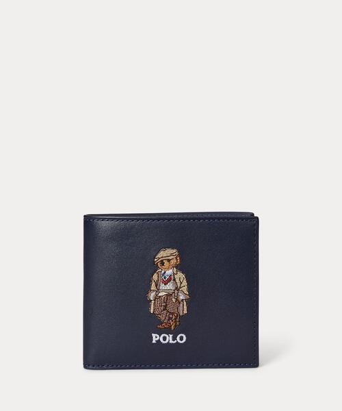 未使用 Polo ポロベア レザー ビルフォールド  ウォレット ネイビー Polo ベア レザー ビルフォールド コイン ウォレット（財布）｜POLO