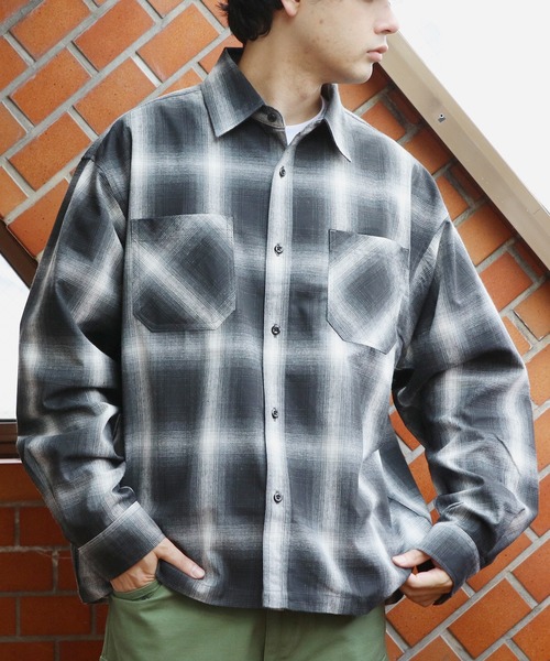 Beautiful Harmony（ビューティフルハーモニー）の「リサイクル糸オンブレチェックシャツ（シャツ/ブラウス・メンズ・ブラウン/ブルー/ブラック・MEDIUM/LARGE/X-LARGE）」の7枚目の写真