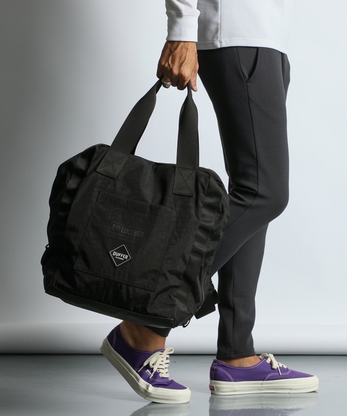 The DUFFER of ST.GEORGE（ザダファーオブセントジョージ）の「LUCEBER × BLACK LABEL 2WAY PARACHUTE BAG：ルースバー別注 2ウェイ パラシュートバッグ（トートバッグ・メンズ・ブラック/ネイビー・F）」の2枚目の写真