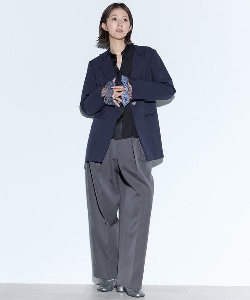MURRAL(ミューラル)の「【MURRAL/ミューラル】Slit sleeve lace jacket/スリットスリーブレースジャケット(テーラードジャケット・レディース・ネイビー/ブラック・2/1)」の6枚目の写真