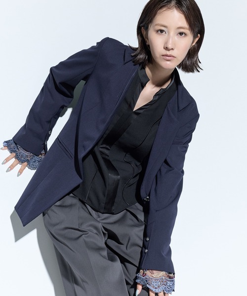 MURRAL/ミューラル】Slit sleeve lace jacket/スリットスリーブレース