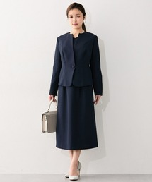 Nissen glamor（ニッセングラマー）の「【大きい胸専用】【入学式・卒業式・フォーマル】キーネックジャケットアンサンブルスーツ（ジャケット+Vネック8分袖フレアワンピース）（スーツセット）」