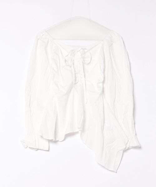 STAY MOTION（ステイモーション）の「【WEB限定】裾アシンメトリーフロントシャーリング長袖ブラウス［韓国ファッション カジュアル］（シャツ/ブラウス・レディース・サックスブルー/オフホワイト/ブラック・F）」の11枚目の写真