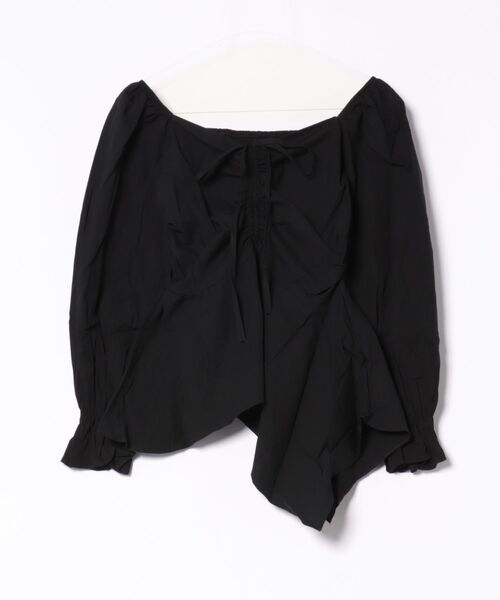 STAY MOTION（ステイモーション）の「【WEB限定】裾アシンメトリーフロントシャーリング長袖ブラウス［韓国ファッション カジュアル］（シャツ/ブラウス・レディース・サックスブルー/オフホワイト/ブラック・F）」の9枚目の写真