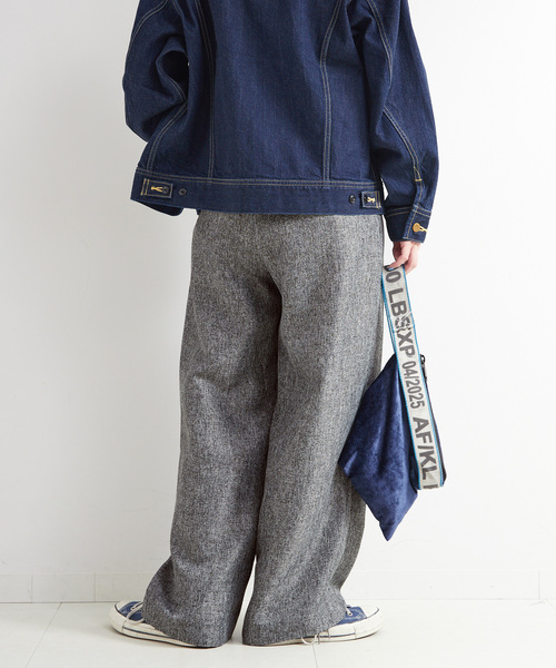 B.C STOCK（ベーセーストック）の「手洗い可 / ヘザーツイードラップタックスラックス（スラックス・レディース・グレー/ブラウン・FREE）」の10枚目の写真