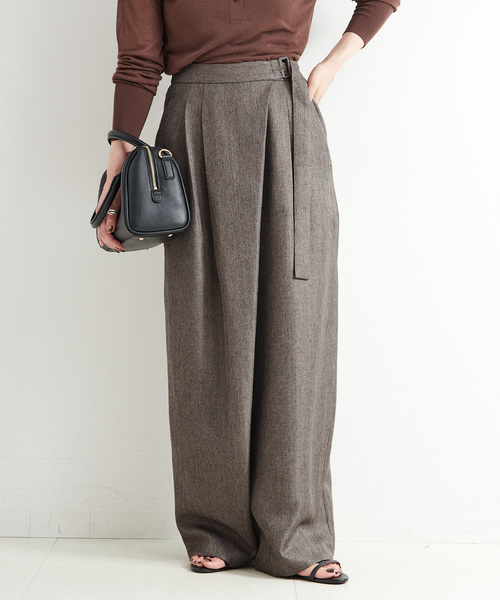 B.C STOCK（ベーセーストック）の「手洗い可 / ヘザーツイードラップタックスラックス（スラックス・レディース・グレー/ブラウン・FREE）」の15枚目の写真