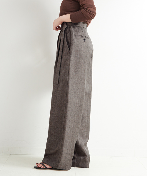 B.C STOCK（ベーセーストック）の「手洗い可 / ヘザーツイードラップタックスラックス（スラックス・レディース・グレー/ブラウン・FREE）」の16枚目の写真