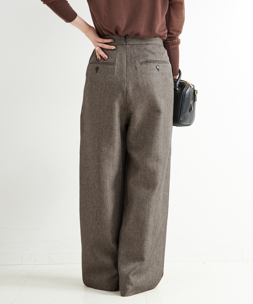 B.C STOCK（ベーセーストック）の「手洗い可 / ヘザーツイードラップタックスラックス（スラックス・レディース・グレー/ブラウン・FREE）」の18枚目の写真