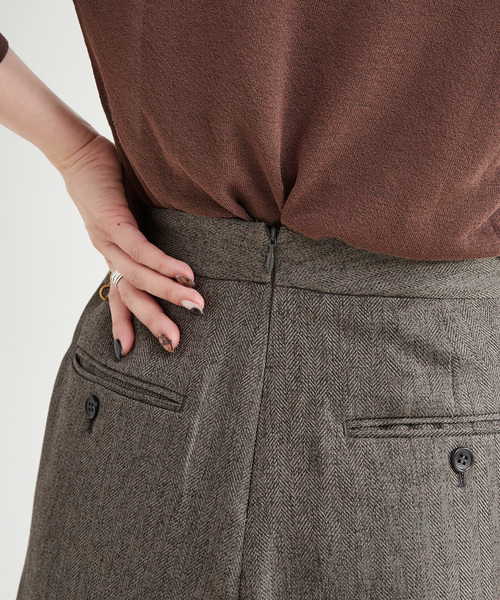 B.C STOCK（ベーセーストック）の「手洗い可 / ヘザーツイードラップタックスラックス（スラックス・レディース・グレー/ブラウン・FREE）」の19枚目の写真