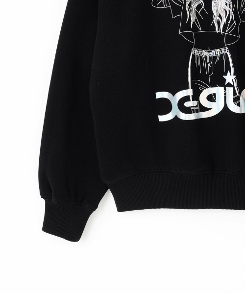 X-girl Stages（エックスガールステージス）の「【TBSドラマ フェイクマミー 着用アイテム】スケボーガールオーロラプリントトレーナー（スウェット・キッズ・ブラック/スモークピンク・130cm/140cm/100cm/110cm/120cm/90cm）」の5枚目の写真