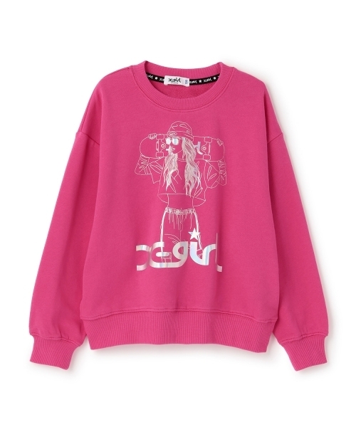 X-girl Stages（エックスガールステージス）の「【TBSドラマ フェイクマミー 着用アイテム】スケボーガールオーロラプリントトレーナー（スウェット・キッズ・ブラック/スモークピンク・130cm/140cm/100cm/110cm/120cm/90cm）」の10枚目の写真