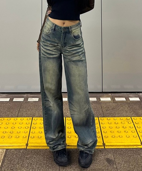 Flugge(フラッジー)の「ヴィンテージウォッシュデニム(デニムパンツ・レディース・ブルー・SMALL)」の8枚目の写真