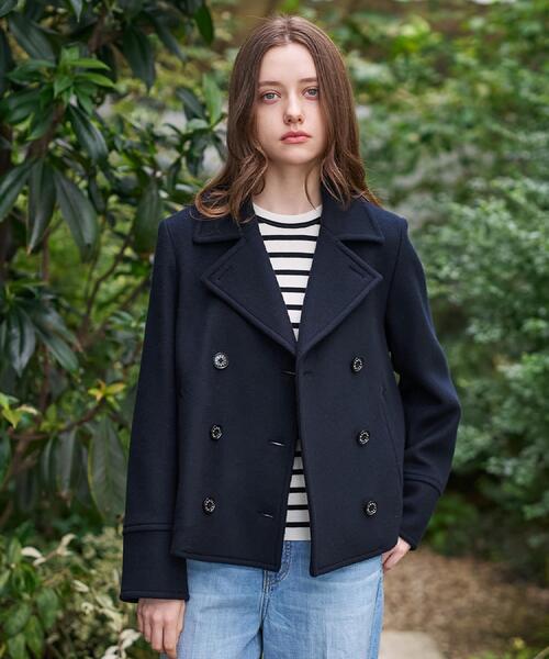 DRESSTERIOR（ドレステリア）の「【CLASSY.12月号/otonaMUSE11月号掲載】Super140'sショートPジャケット（ピーコート・レディース・ネイビー/ダークグレー/オフホワイト・36/34/38）」の19枚目の写真