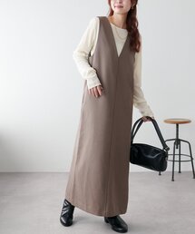 【上品リラクシー/低身長サイズあり】深Vジャンスカ