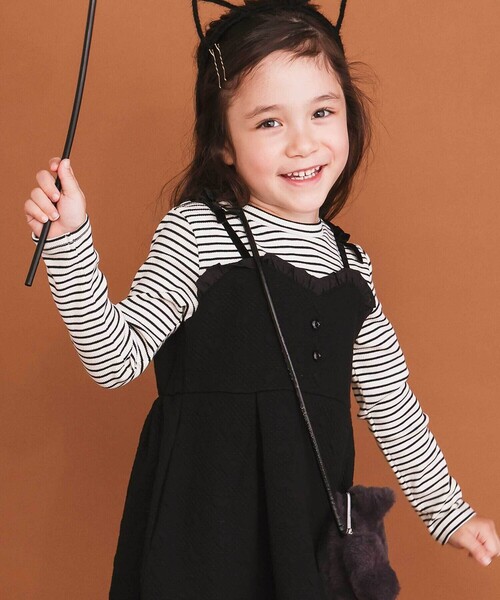 セール】ハート音符刺しゅうポコポコキルトドッキングワンピース(80