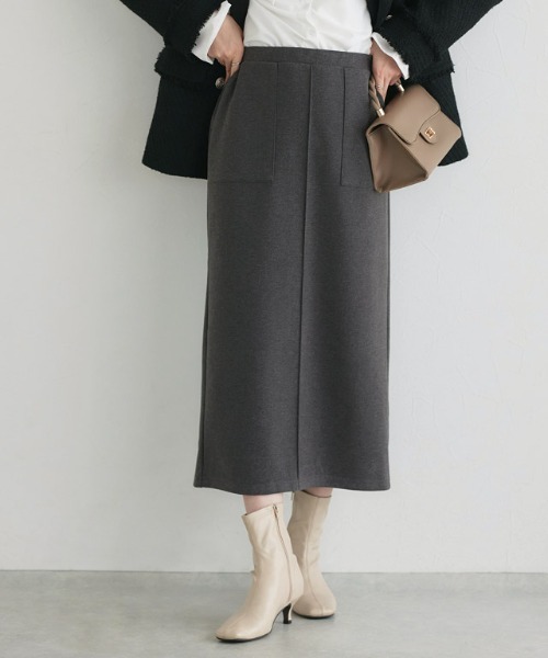 Pierrot(ピエロ)の「カット起毛ポケットIラインスカート(スカート・レディース・ベージュ系その他/ブラック/アイボリー/チャコール・M/PL/PM/L)」の3枚目の写真