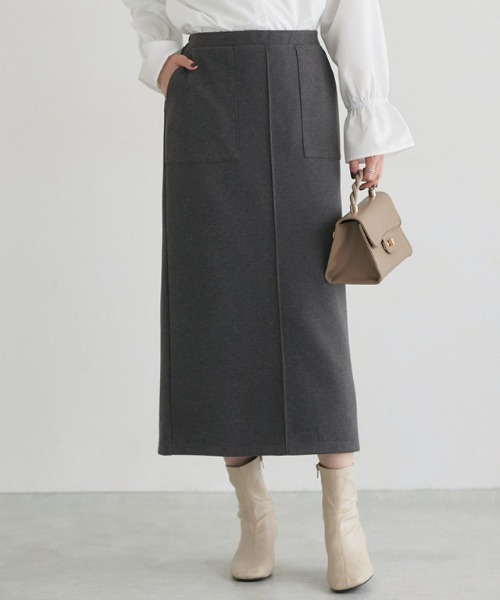 Pierrot(ピエロ)の「カット起毛ポケットIラインスカート(スカート・レディース・ベージュ系その他/ブラック/アイボリー/チャコール・M/PL/PM/L)」の7枚目の写真