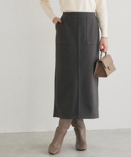 Pierrot(ピエロ)の「カット起毛ポケットIラインスカート(スカート・レディース・ベージュ系その他/ブラック/アイボリー/チャコール・M/PL/PM/L)」の10枚目の写真