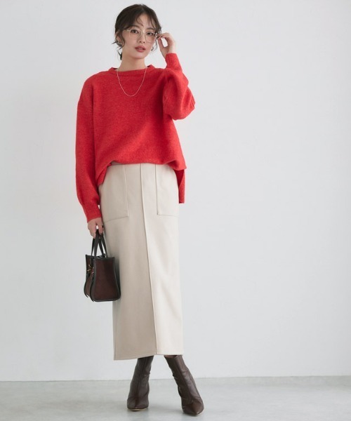 Pierrot(ピエロ)の「カット起毛ポケットIラインスカート(スカート・レディース・ベージュ系その他/ブラック/アイボリー/チャコール・M/PL/PM/L)」の14枚目の写真