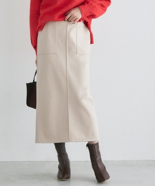 Pierrot(ピエロ)の「カット起毛ポケットIラインスカート(スカート・レディース・ベージュ系その他/ブラック/アイボリー/チャコール・M/PL/PM/L)」の15枚目の写真