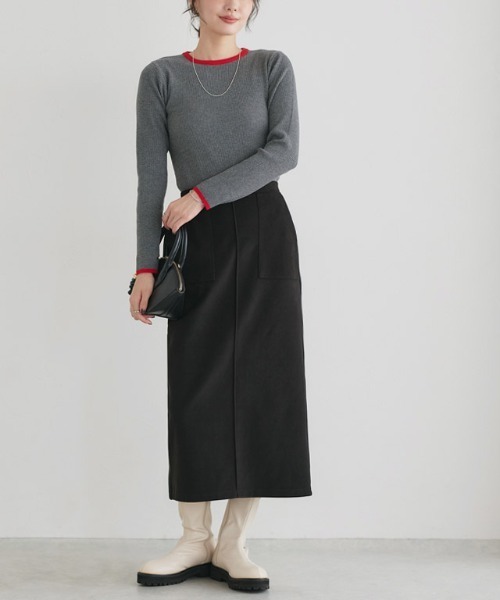 Pierrot(ピエロ)の「カット起毛ポケットIラインスカート(スカート・レディース・ベージュ系その他/ブラック/アイボリー/チャコール・M/PL/PM/L)」の18枚目の写真